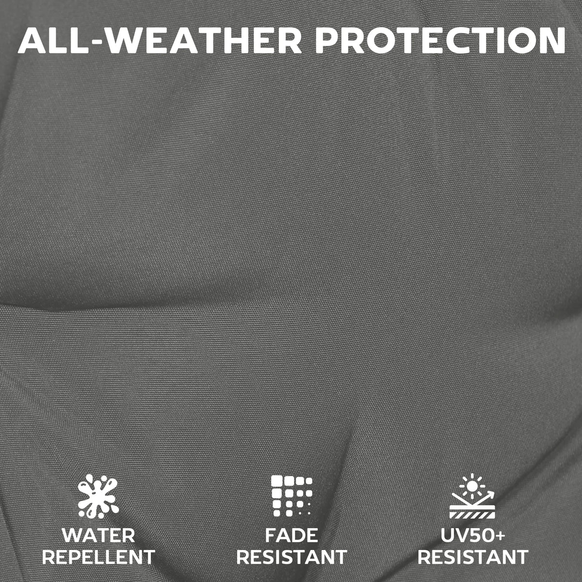 Dark grey cushion cover with water-repellent, fade-resistant woven fabric close-up