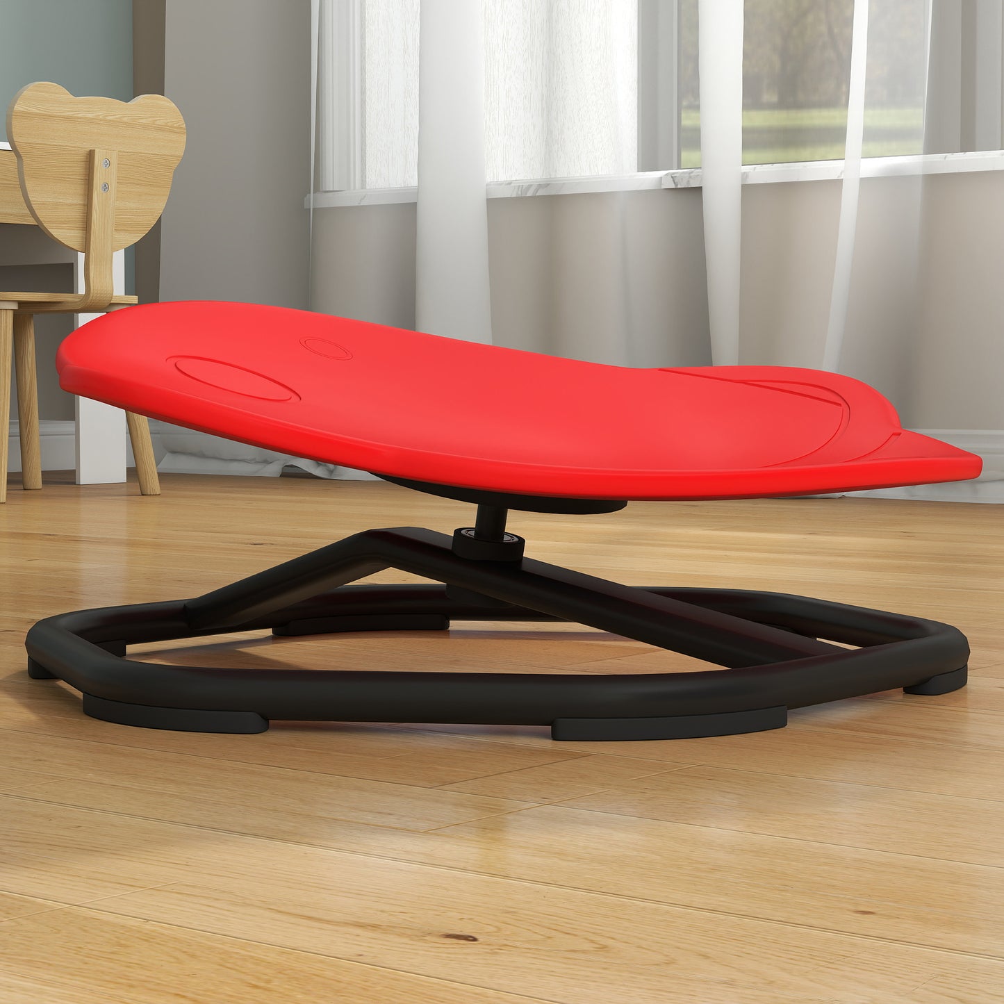 Aiyaplay Planet Shaped Kids Swivel Chair for Sensory Spinning Balance and Coordination Training Red