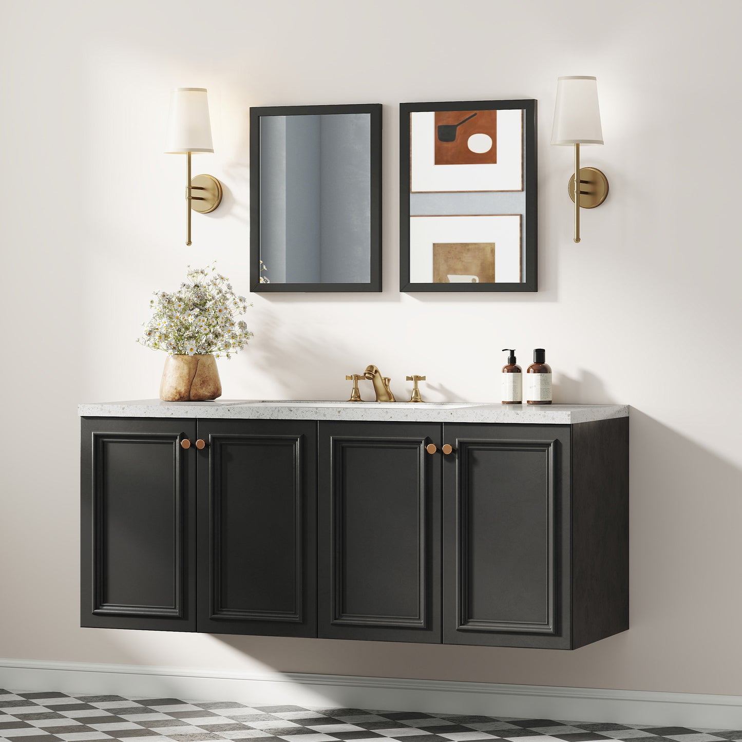 HOMCOM Wall Mounted Bathroom Mirror Set Of 2 30 By 40 Centimeters Black Rectangular Mirrors For Living Room Bedroom Hallway