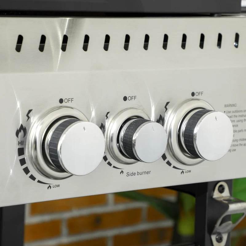Outsunny 4+1 Burner Propane Gas Barbecue Grill with Thermometer, Bottle Opener - ALL4U RETAILER LTD