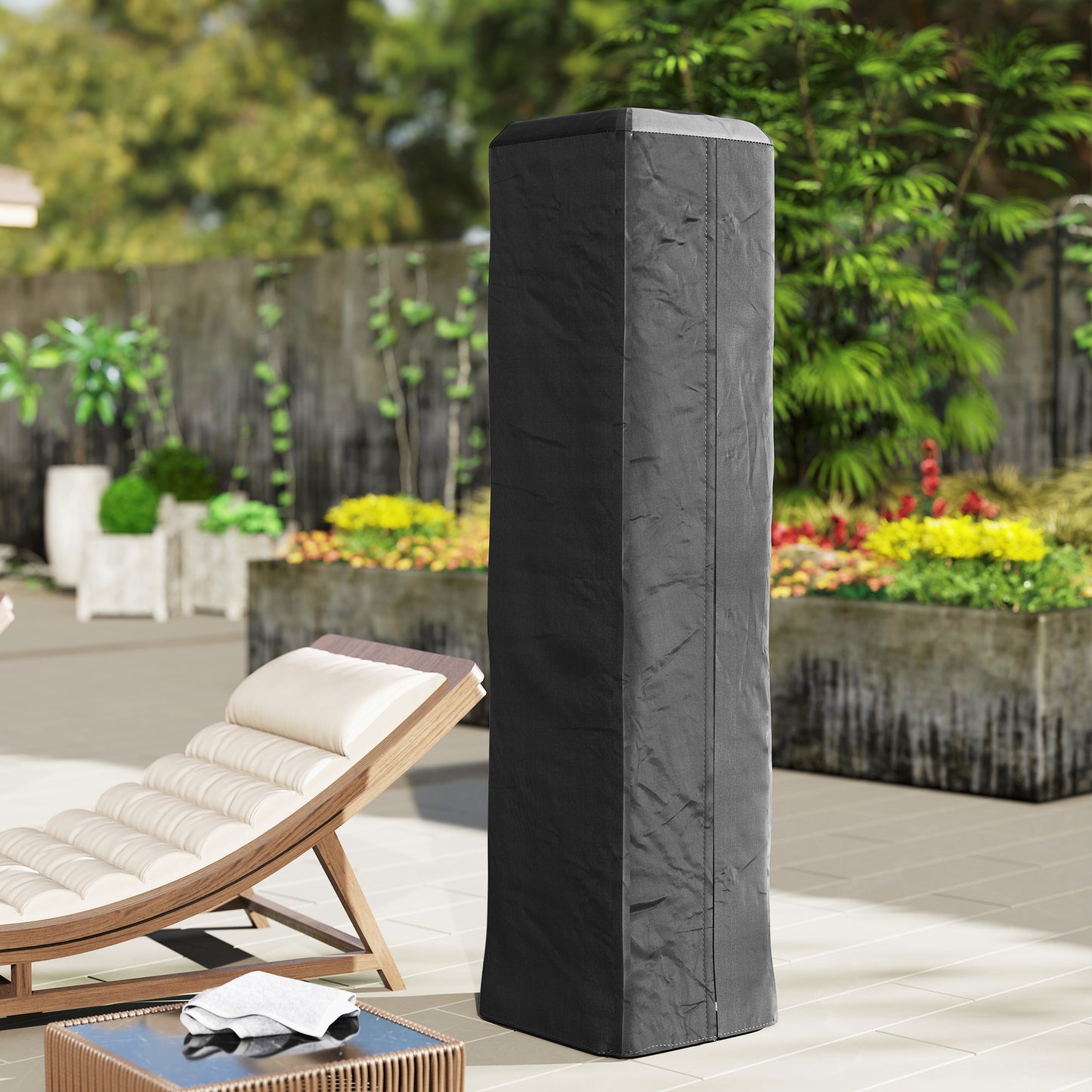 Outsunny Gas Pyramid Patio Heater Cover Full Length Outdoor Protector UPF 30 Plus Oxford Fabric With Zipper Black
