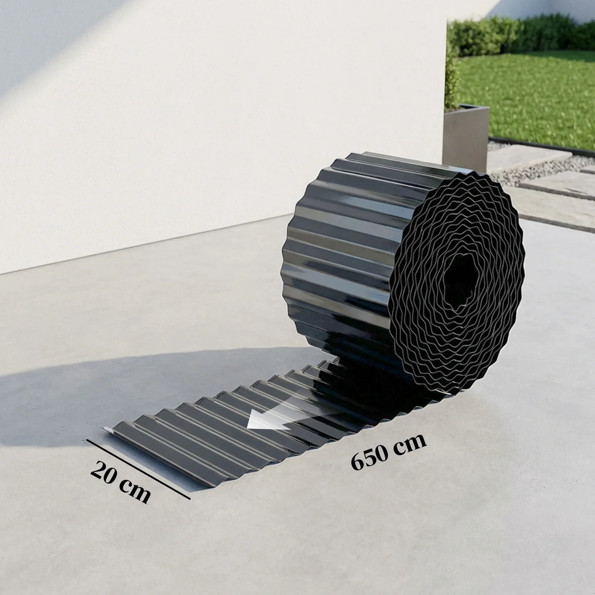 Rolled dark gray corrugated galvanized steel garden edging border for easy install