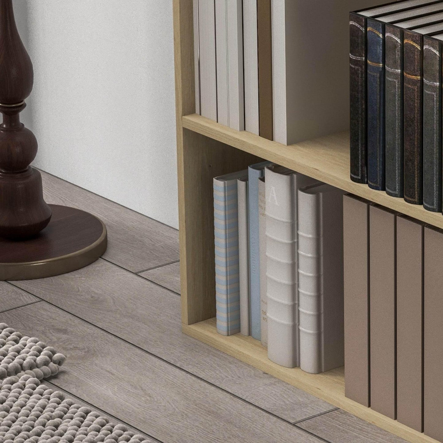 HOMCOM Natural Finish 2-Tier Adjustable Bookshelf and Storage Cabinet for Home and Office - ALL4U RETAILER LTD