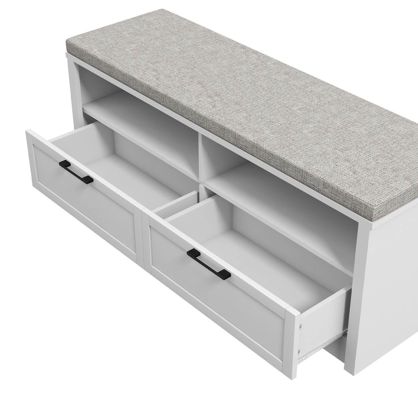 HOMCOM Shoe Bench with Removable Cushion, Open Compartments and Drawers - ALL4U RETAILER LTD