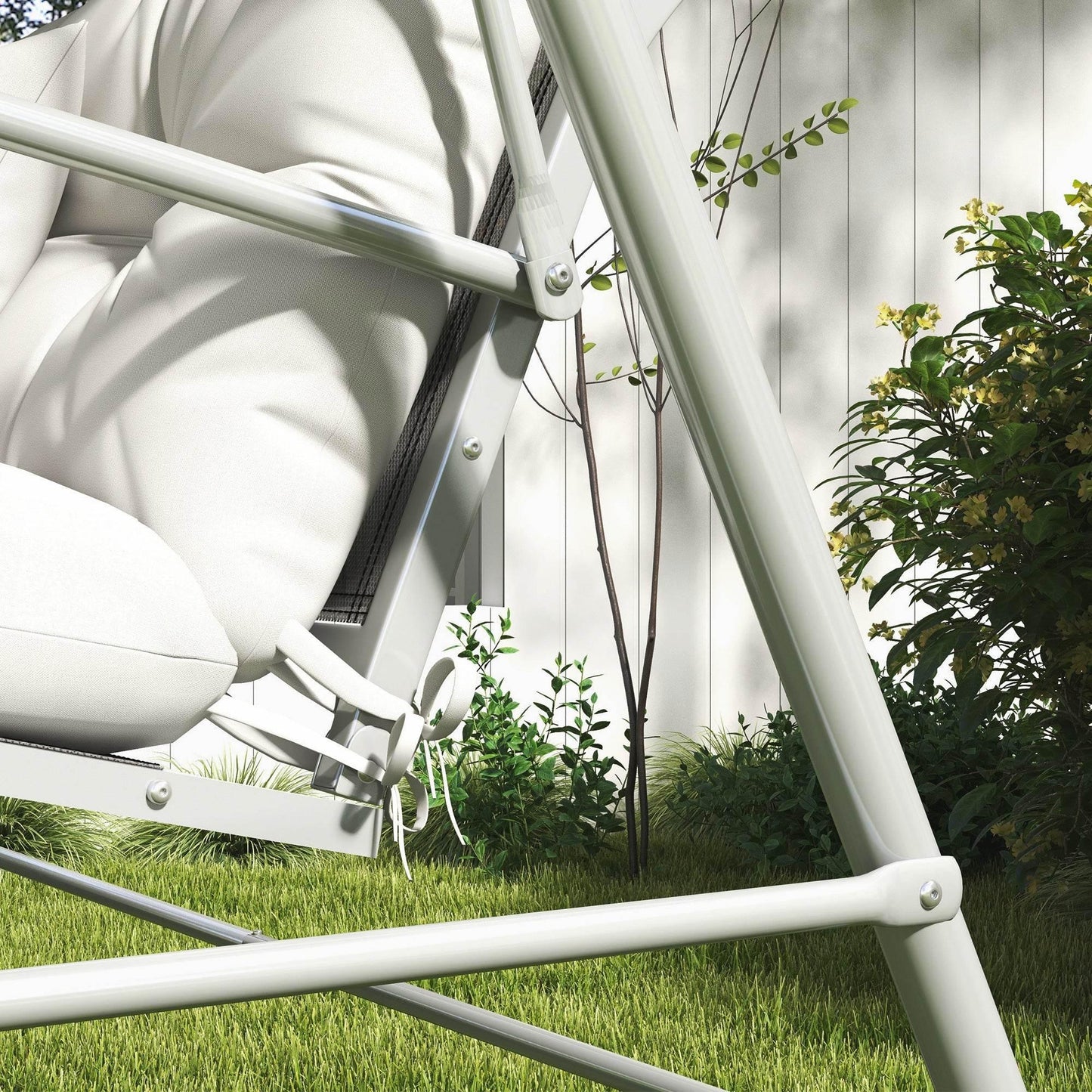 Outsunny 4-Piece Outdoor Chair Cushion Set with Back and Seat Cushions, White, Includes Ties - ALL4U RETAILER LTD