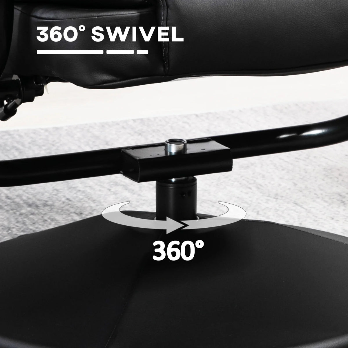 Black swivel recliner chair base with 360° rotating pedestal