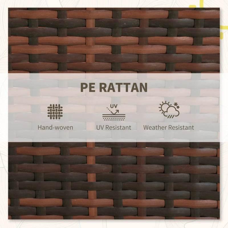 Pe rattan weave panel in mixed brown with tight grid pattern close-up