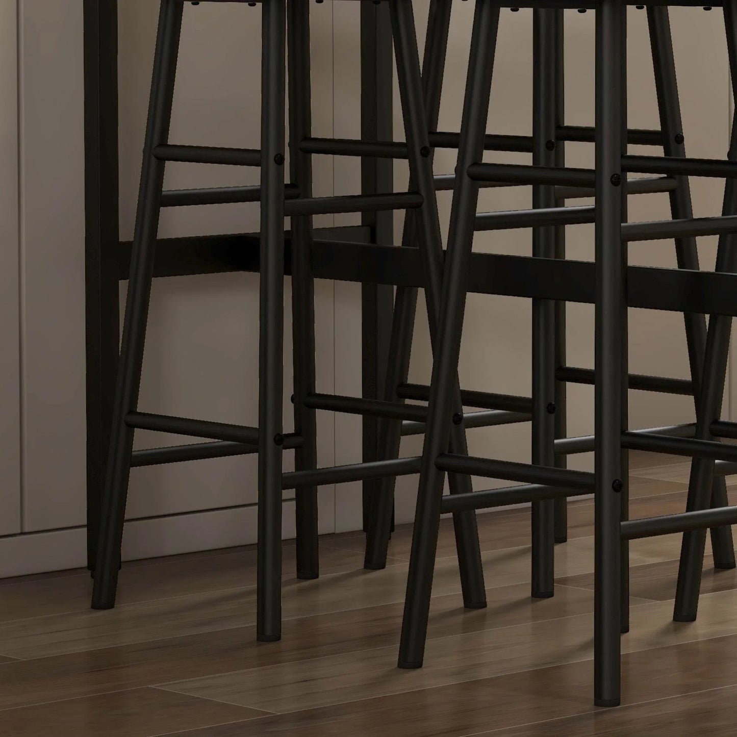 Rustic Industrial 5-Piece Bar Table and Stool Set with Adjustable Feet - ALL4U RETAILER LTD