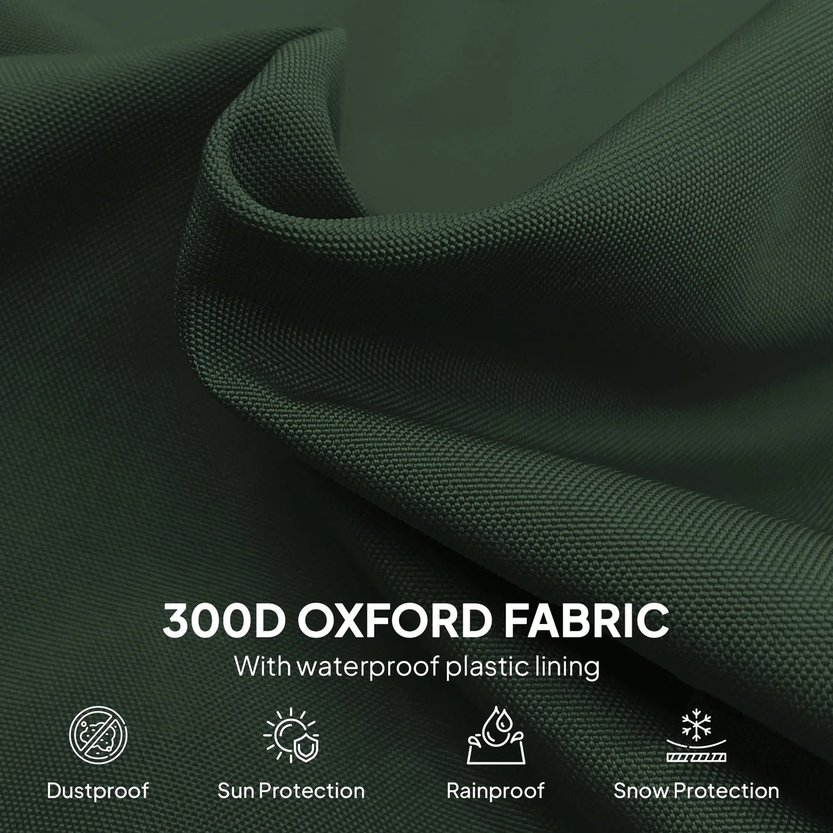 Dark green 300D Oxford umbrella cover fabric, textured weave with waterproof finish