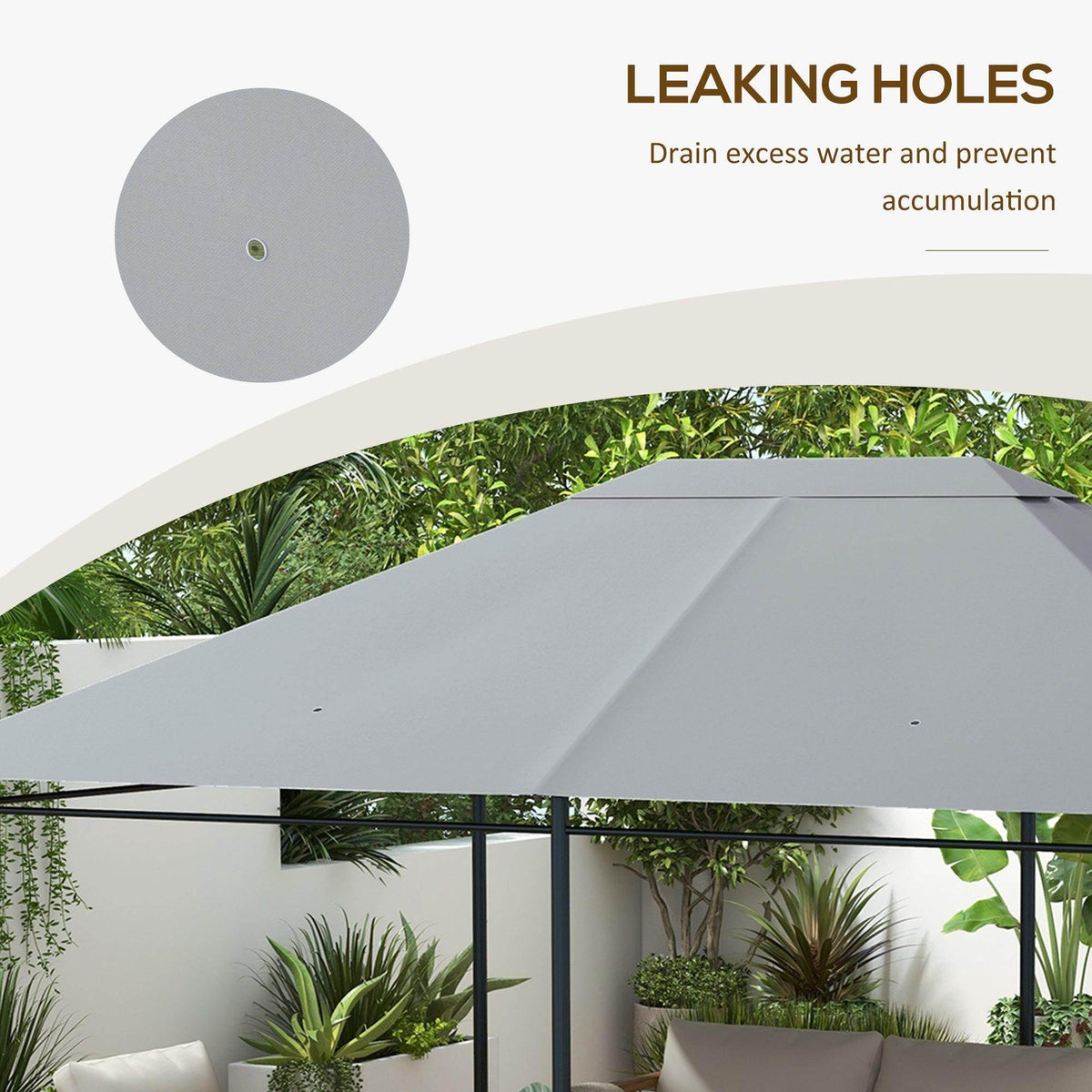 Light grey gazebo canopy replacement cover with small drainage holes