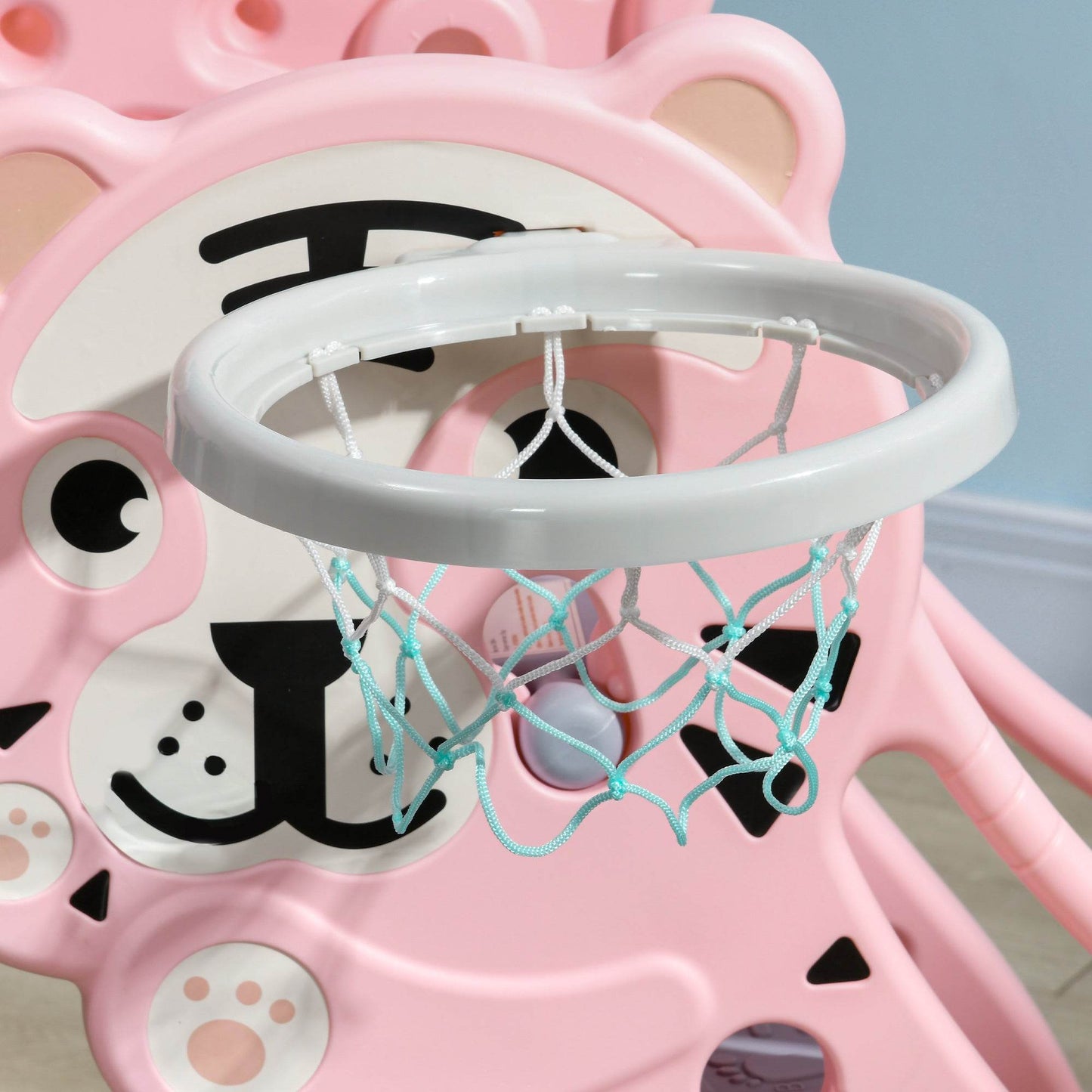 AIYAPLAY Pink Tiger-Themed 2-in-1 Indoor Baby Slide with Basketball Hoop for Ages 18-36 Months - ALL4U RETAILER LTD