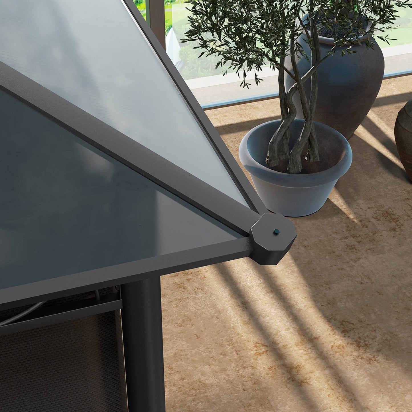 Outsunny Elegant Grey Hardtop Outdoor Gazebo with UV-Resistant Roof and Privacy Curtains - 3x4m - ALL4U RETAILER LTD