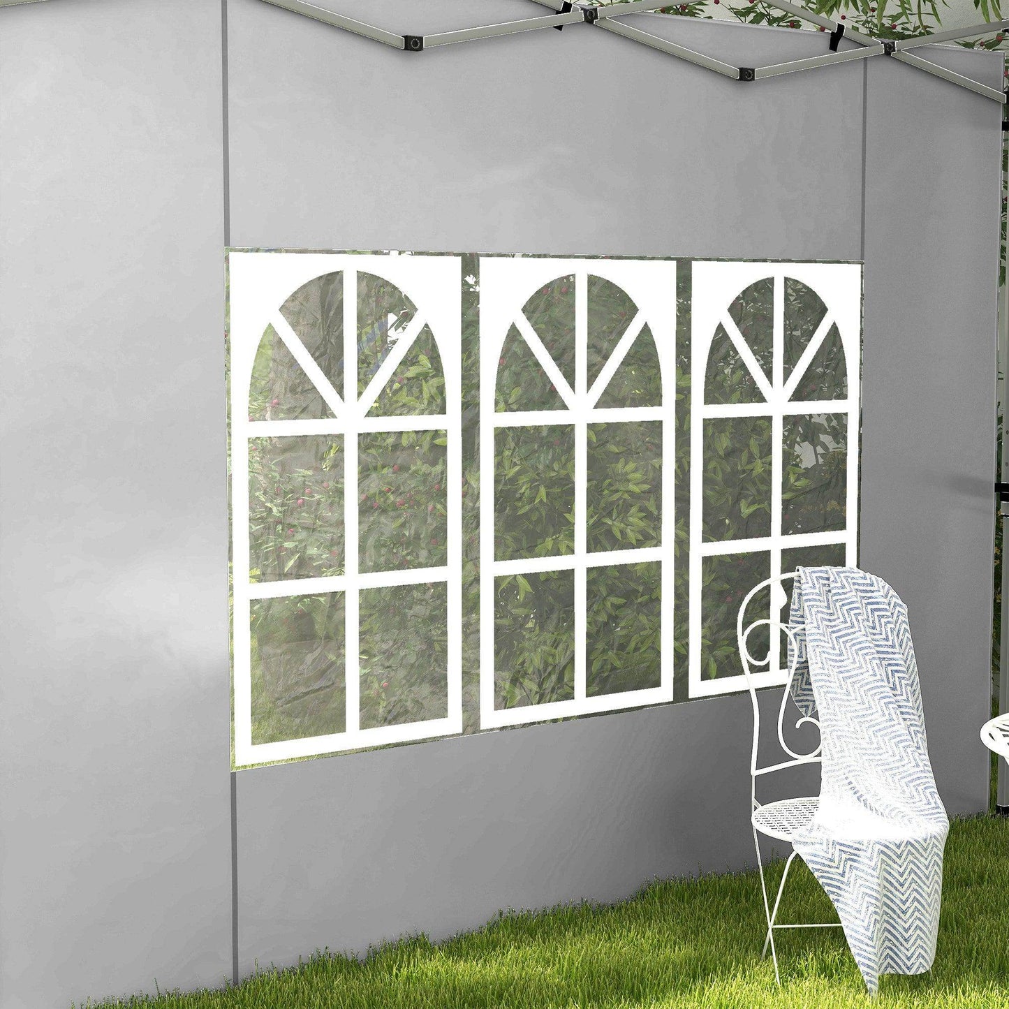 Outsunny Gazebo Side Panels for 3x3(m) or 3x4m Pop Up Gazebo, 2 Pack, Grey - ALL4U RETAILER LTD