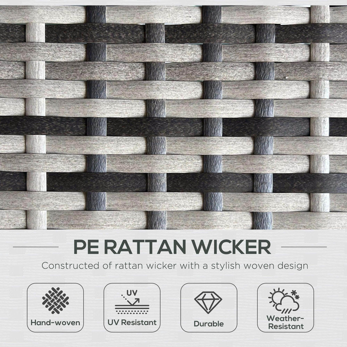 Grey woven rattan wicker panel texture for outdoor lounge furniture