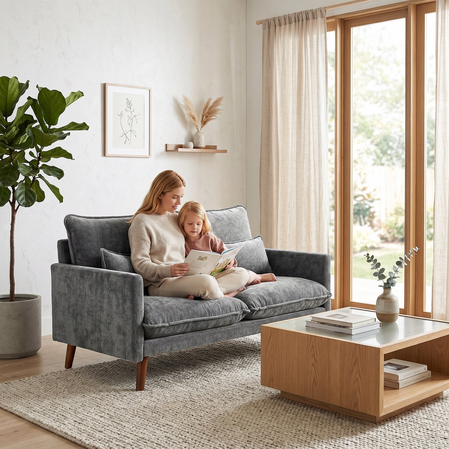 HOMCOM 2 Seater Sofa Loveseat With Pocket Springs Cushions Grey Wood Legs Compact And Comfortable