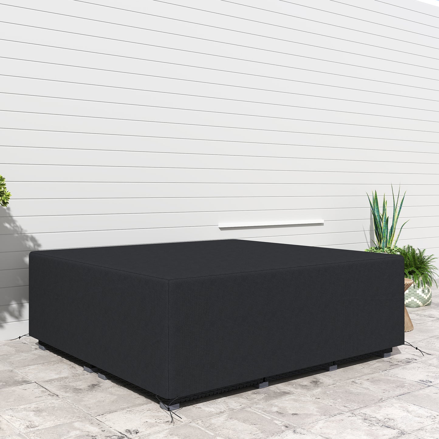 Outsunny 600D Oxford Outdoor Sofa Set Cover Waterproof UV Protection Rattan Lounger Cover 225L X 210W X 70H cm Black