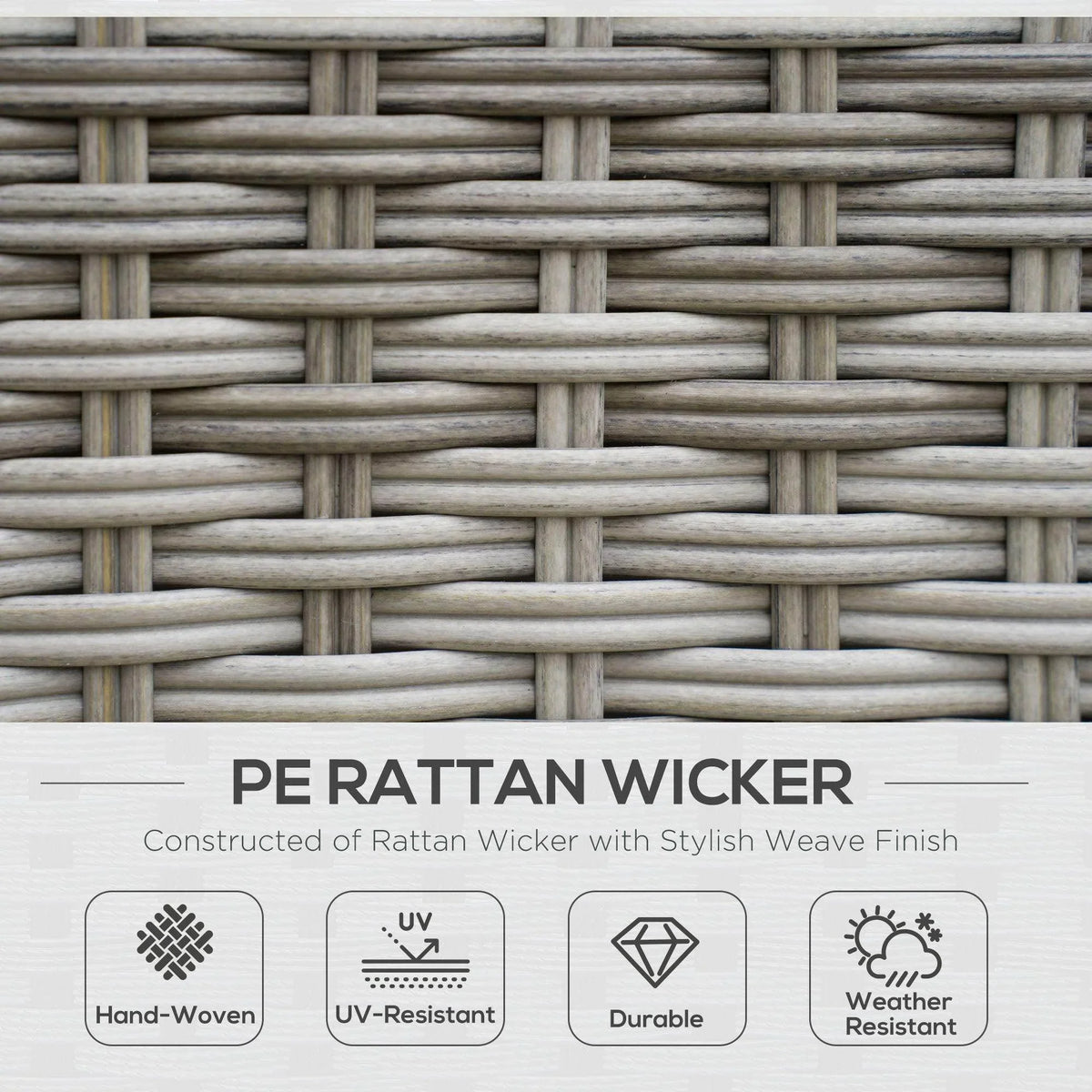 Rattan wicker weave panel in light gray, close-up texture