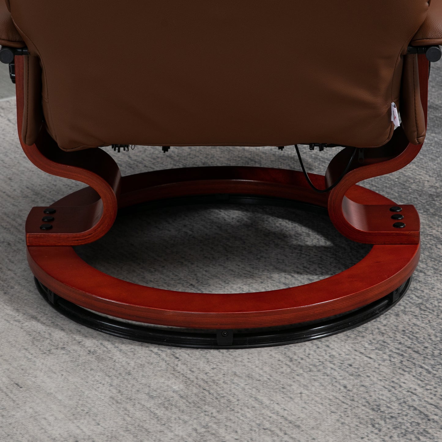 HOMCOM Faux Leather Recliner Armchair With 145 Degree Back Tilt And 360 Degree Swivel Brown