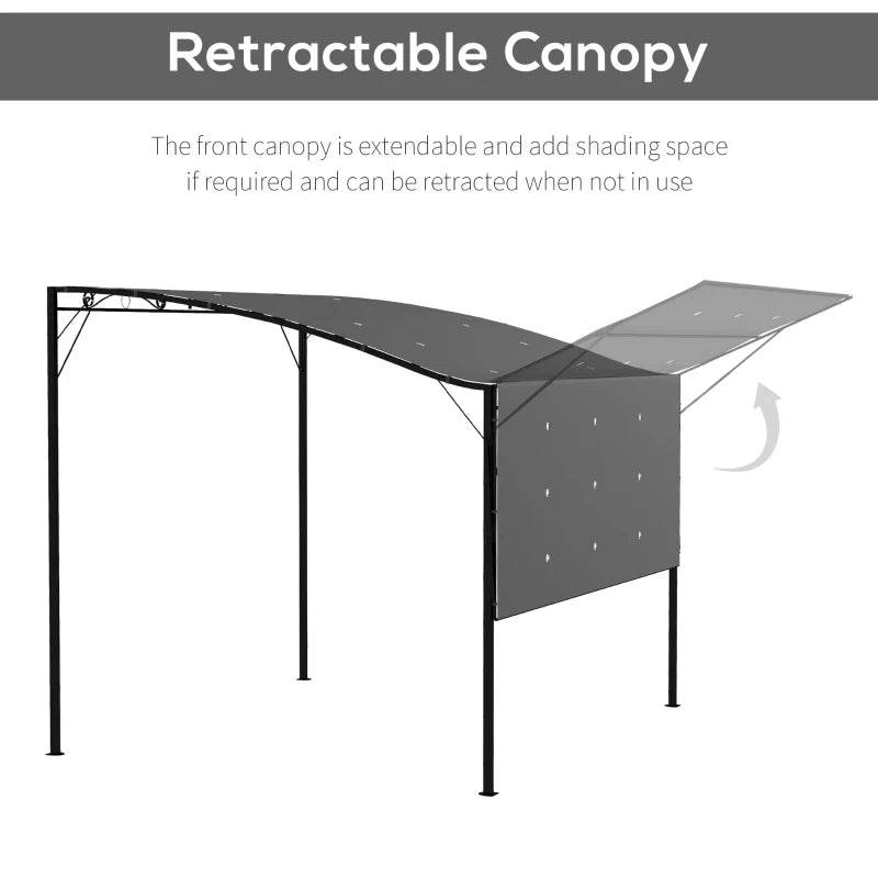 Outsunny 3x2.5m Charcoal Grey Metal Gazebo with Door, Window, Awning, Wall Mount - Outdoor Shelter for Patio, Metal Outdoor Structure - ALL4U RETAILER LTD