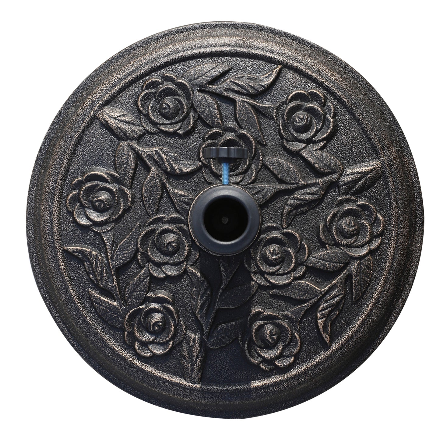 Outsunny 9kg Garden Parasol Base, Round Resin Cast Iron Effect Sun Umbrella Base, Outdoor Umbrella Stand for 38mm or 48mm Outdoor Umbrella Poles, Bronze Tone