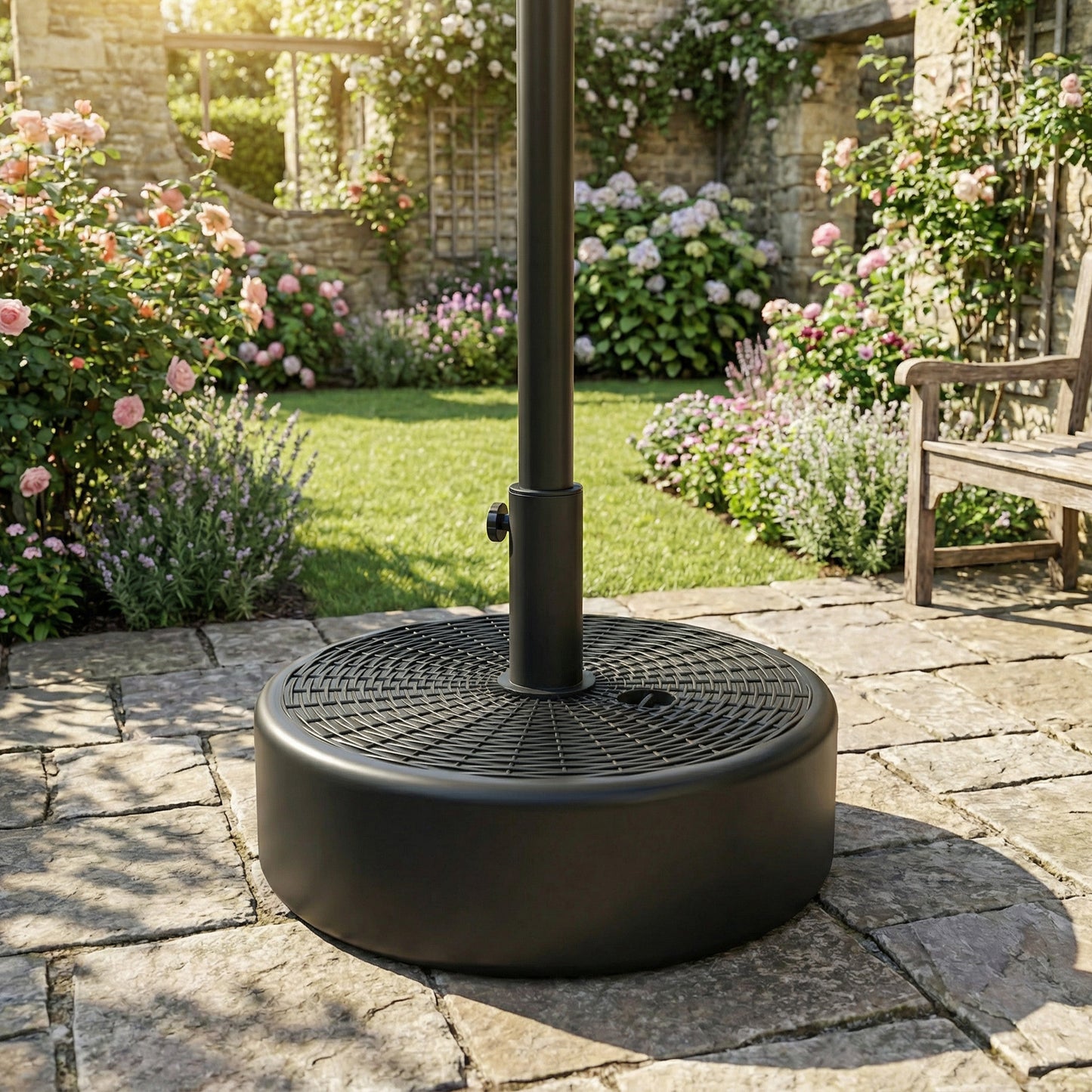 Outsunny Patio Umbrella Base 22kg Sand Filled Garden Parasol Stand for 38mm or 48mm Poles Black