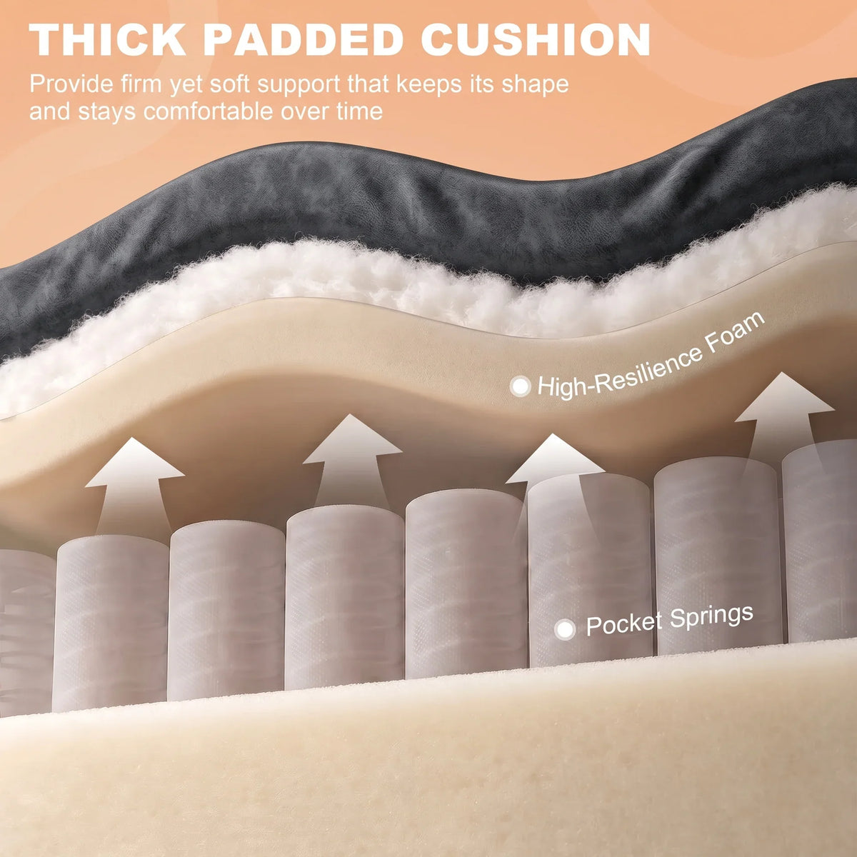 Thick cushioned recliner seat with layered padding and spring support
