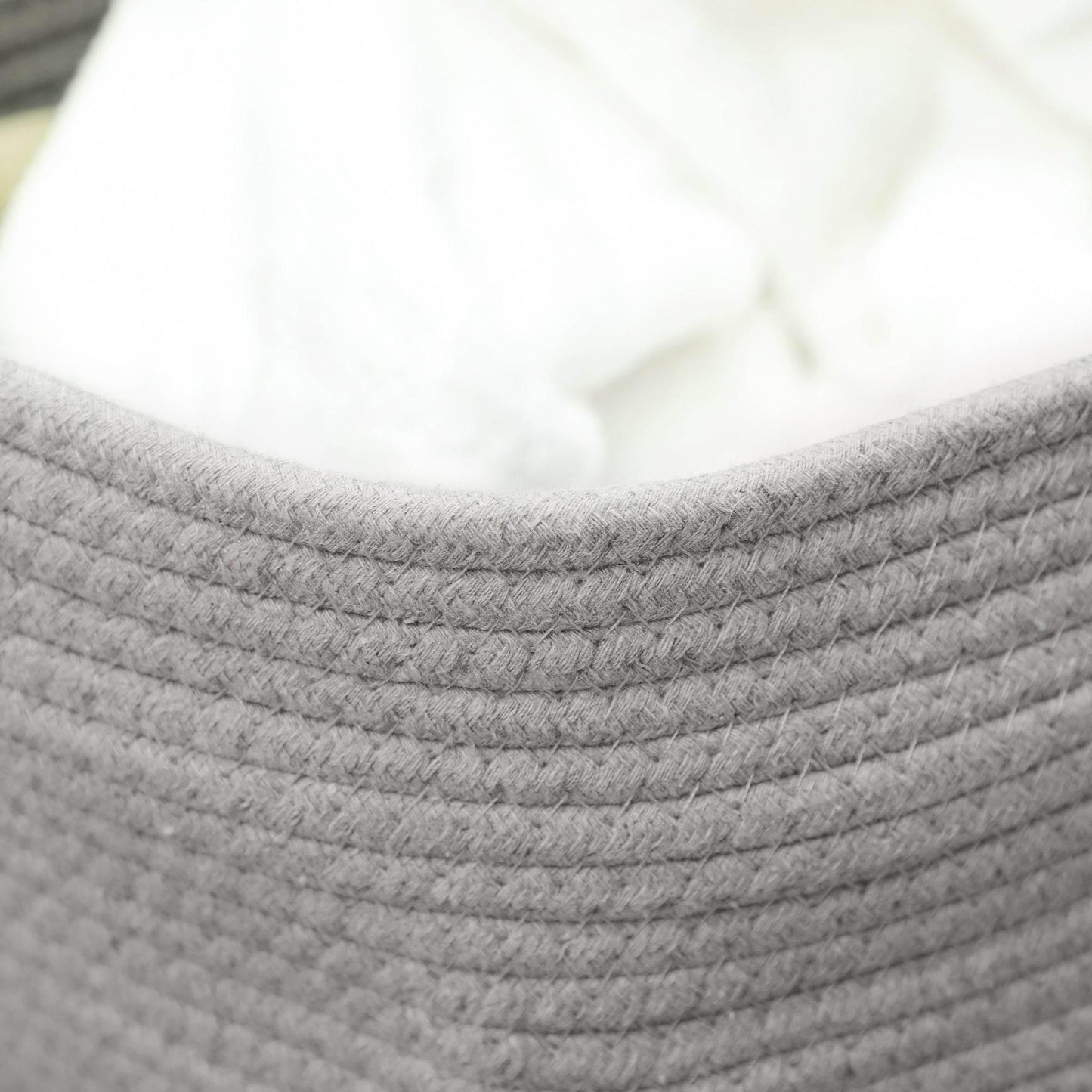 HOMCOM Soft Grey Cotton Rope Laundry Hamper with Handles - 36L Capacity - ALL4U RETAILER LTD