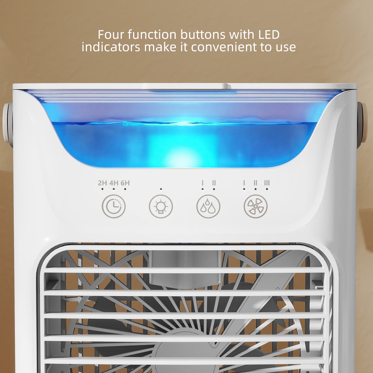 HOMCOM Air Cooler With Adjustable Head Portable Air Conditioner 3 Wind Speeds 2 Cool Mist Settings RGB Light White
