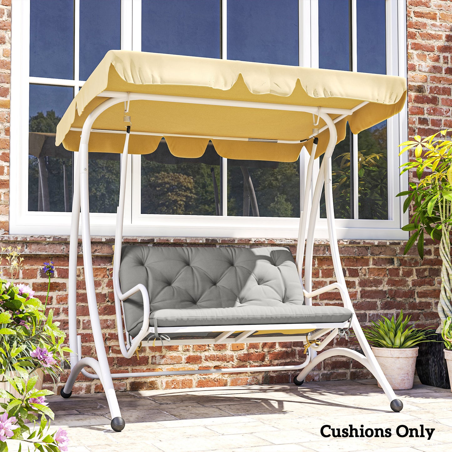 Outsunny 2 Seater Bench Pad Garden Chair Cushion With Back And Ties For Indoor And Outdoor Use 98 x 100 cm Light Grey