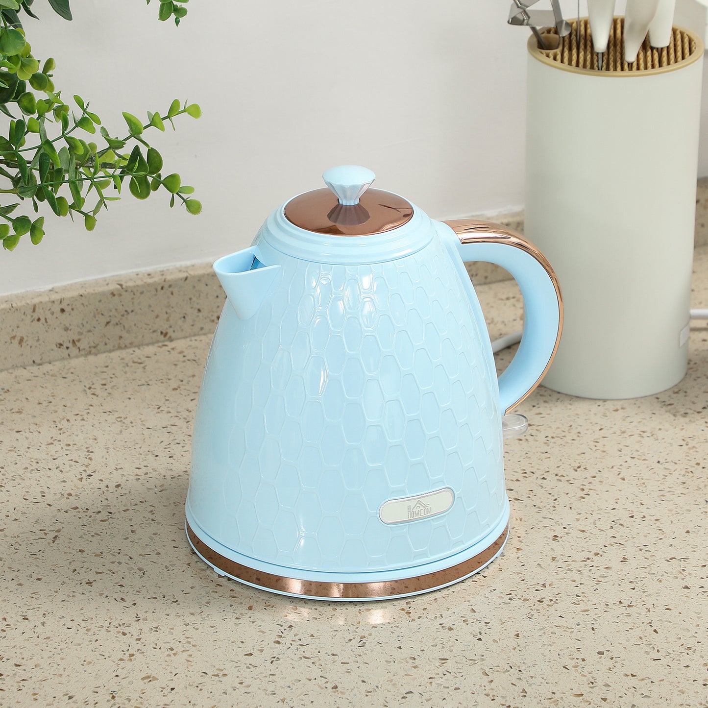 Homcom 3 Kilowatt Rapid Boil Kettle Honeycomb Design Light Blue Fast 42 Second Cup