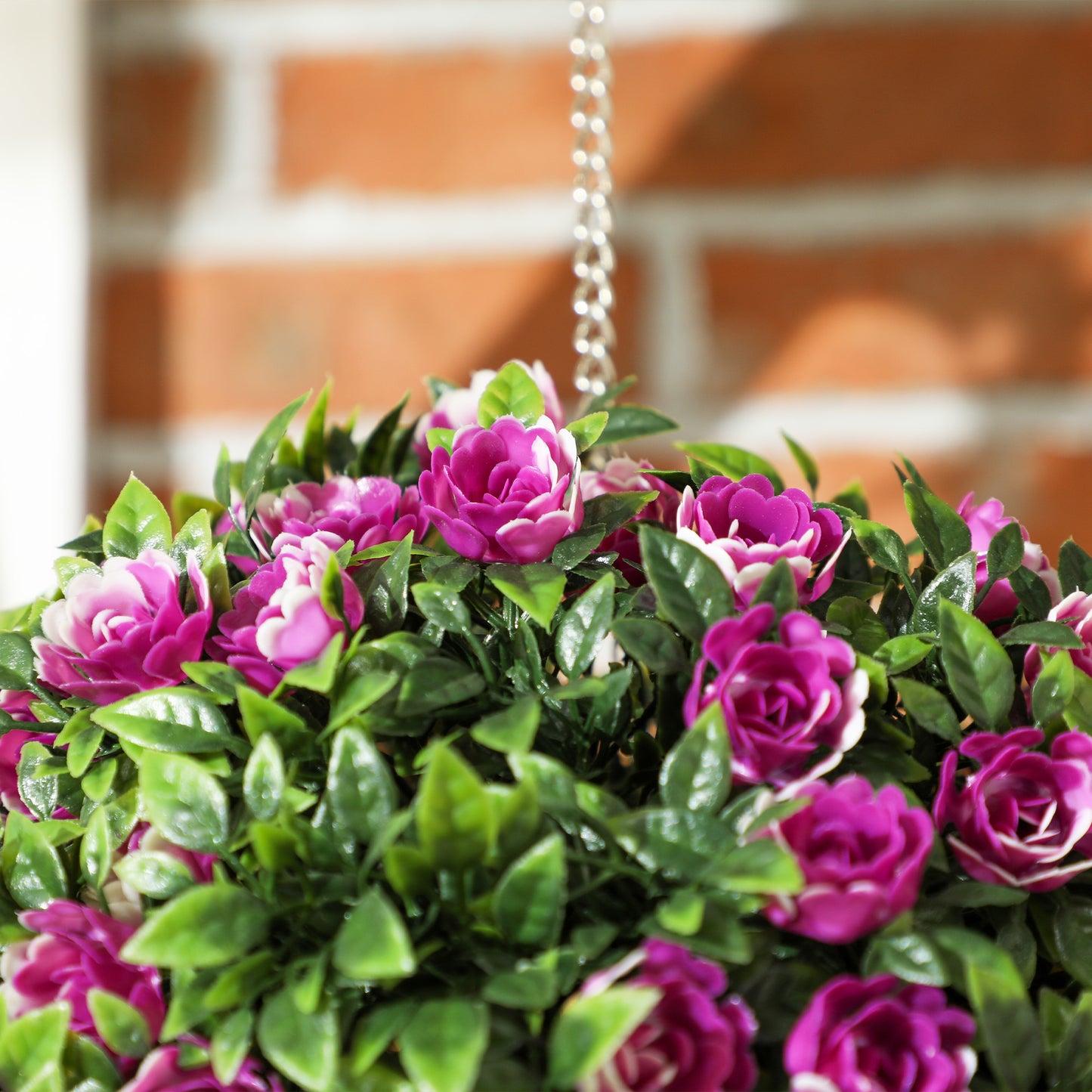 HOMCOM Set of 2 Decorative Artificial Plants UV Protected Topiary Rose Balls 28cm Purple Indoor Outdoor Decor