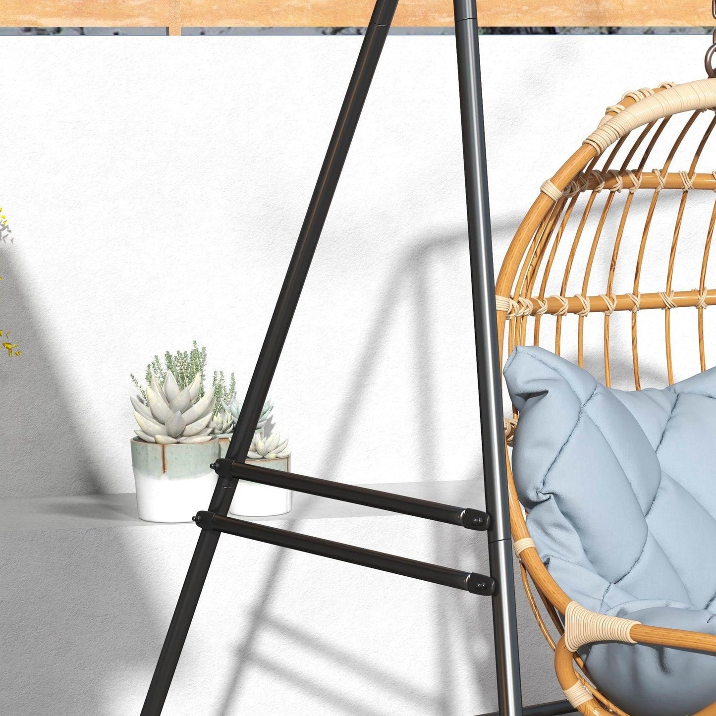 Outsunny Hammock Chair Stand, Hanging Heavy Duty Metal Frame Hammock Stand for Hanging Hammock Air Porch Swing Chair, Egg Chair, Black - ALL4U RETAILER LTD