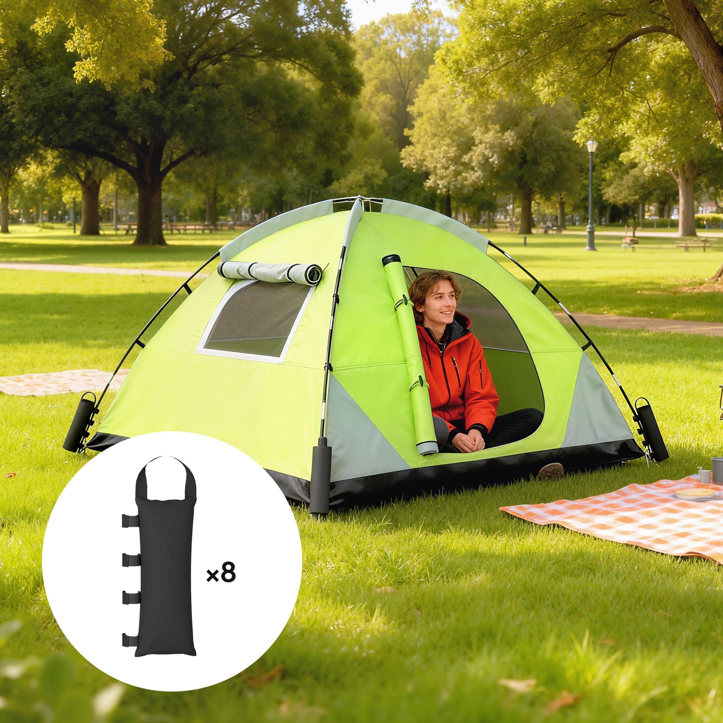 Outsunny 8 Pack Gazebo Sand Weight Bags 40 Kg 600D Heavy Duty Sandbags for Canopy Tent Legs Without Sand Black