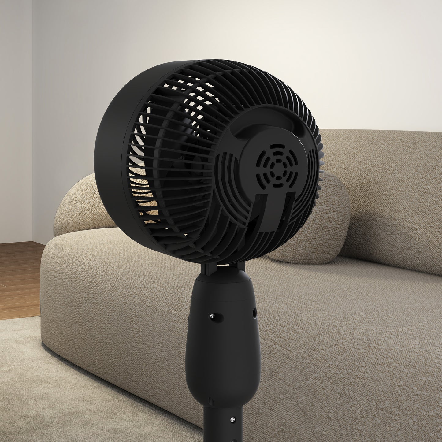 HOMCOM 12 Inch Pedestal Fan With Oscillation, 3 Speed Settings, Air Circulator For Bedroom Home Office Black