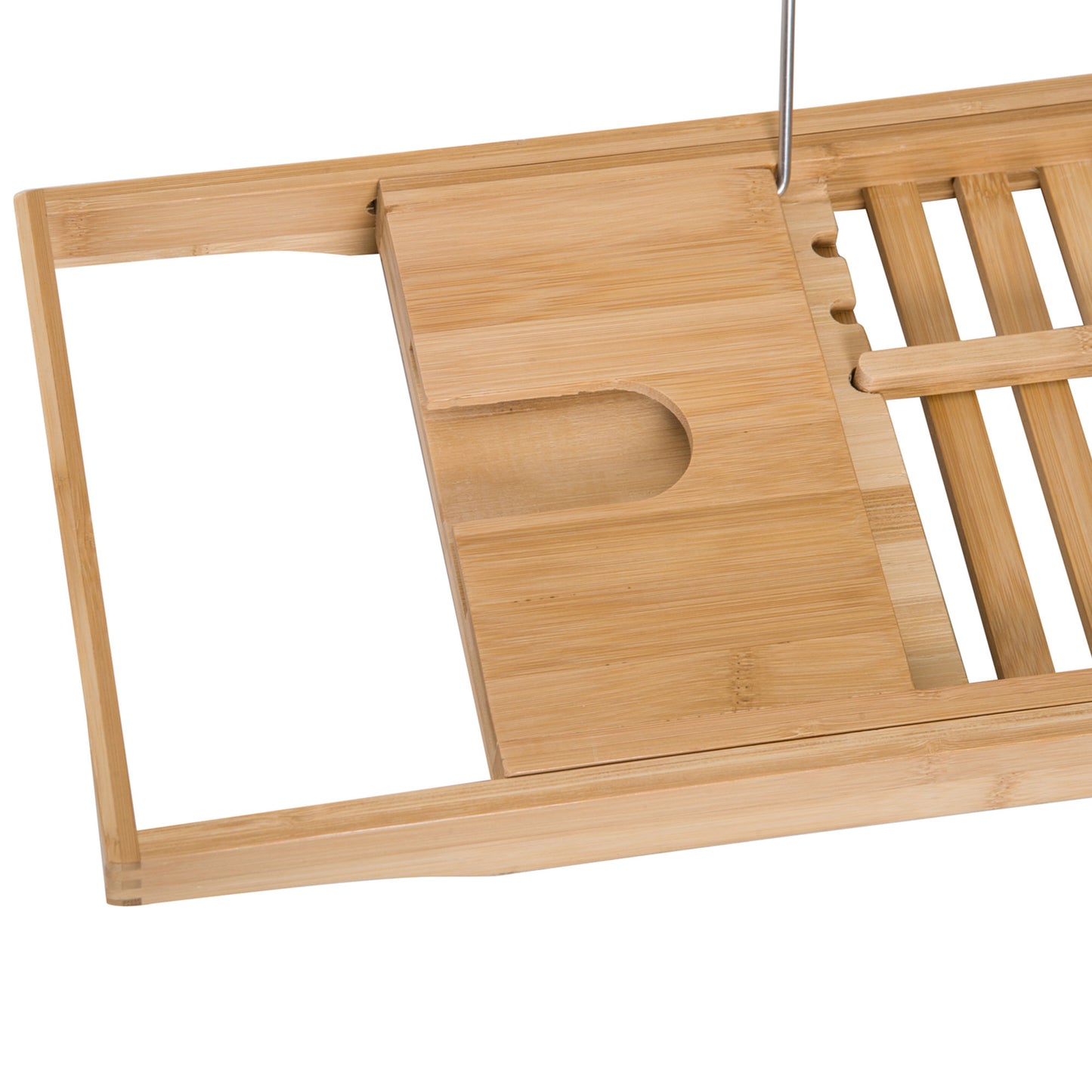 HOMCOM Extendable Bamboo Bathtub Shelf Caddy Tray Set Of 2 For Bath Spa Like Storage