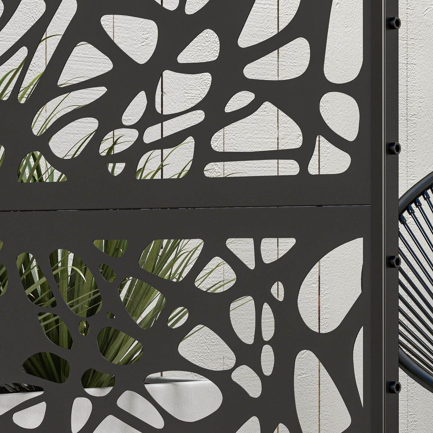 Outsunny Metal Decorative Privacy Screen Outdoor Divider, Black Twisted Lines - ALL4U RETAILER LTD
