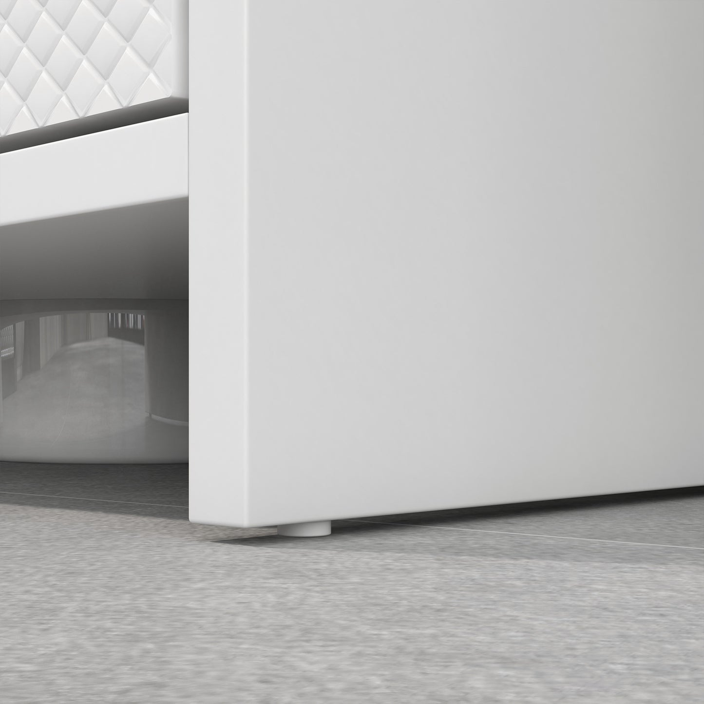 HOMCOM Freestanding Under Sink Cabinet For Bathroom With Two Doors And Shelf White Diamond Pattern Doors U Shaped Cutout