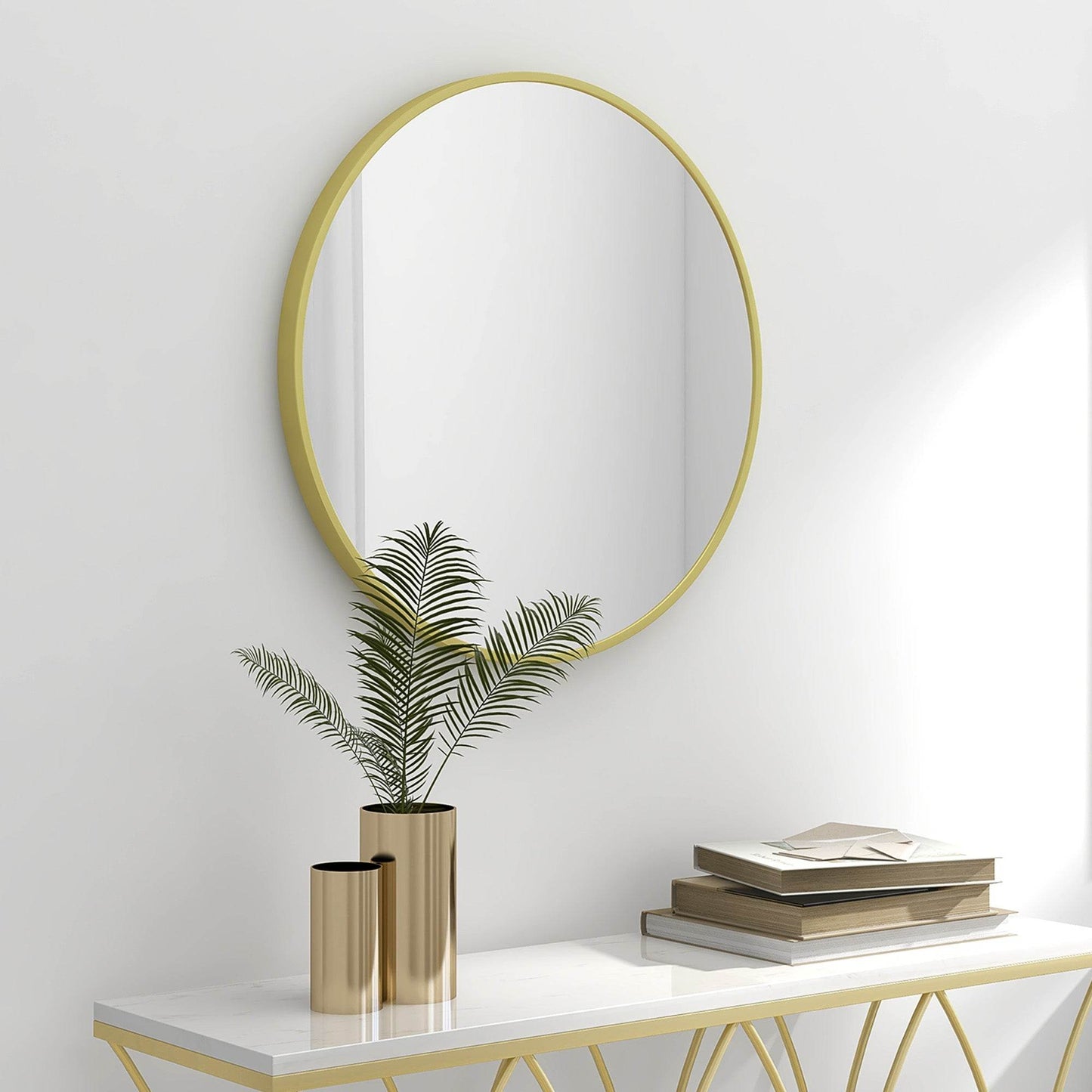 Kleankin Sleek Round Aluminium Vanity Mirror for Bathrooms and Living Spaces - 60cm Diameter - ALL4U RETAILER LTD