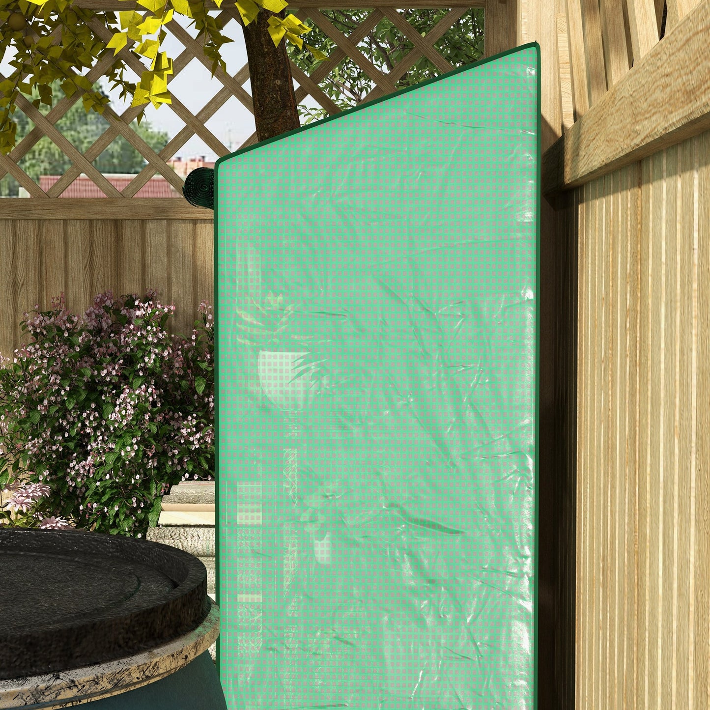 Outsunny 46 x 143cm Three Shelf Mini Greenhouse Green Plastic Garden Shelter With Roll Up Doors