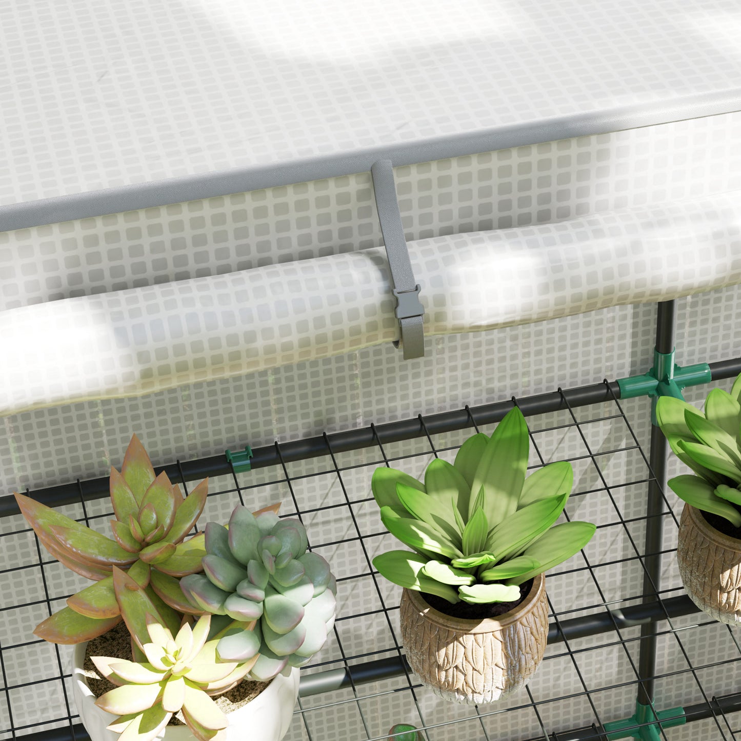 Outsunny Three Tier Mini Greenhouse White With Three Shelves And Roll Up Zip Door