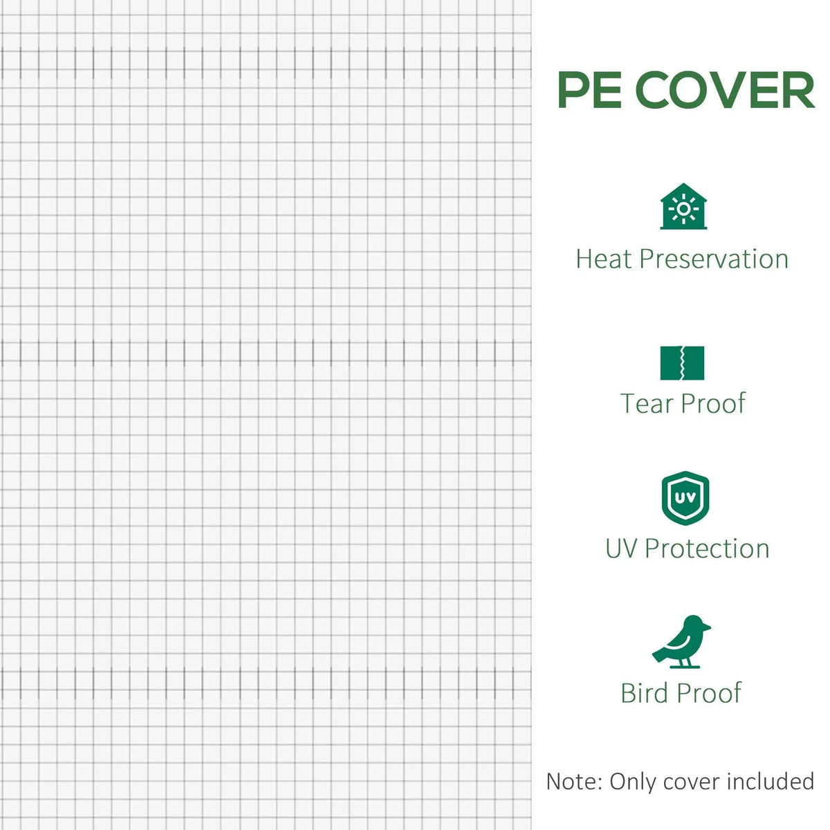 White PE greenhouse cover with heat retention, tear-resistant, UV-protective design