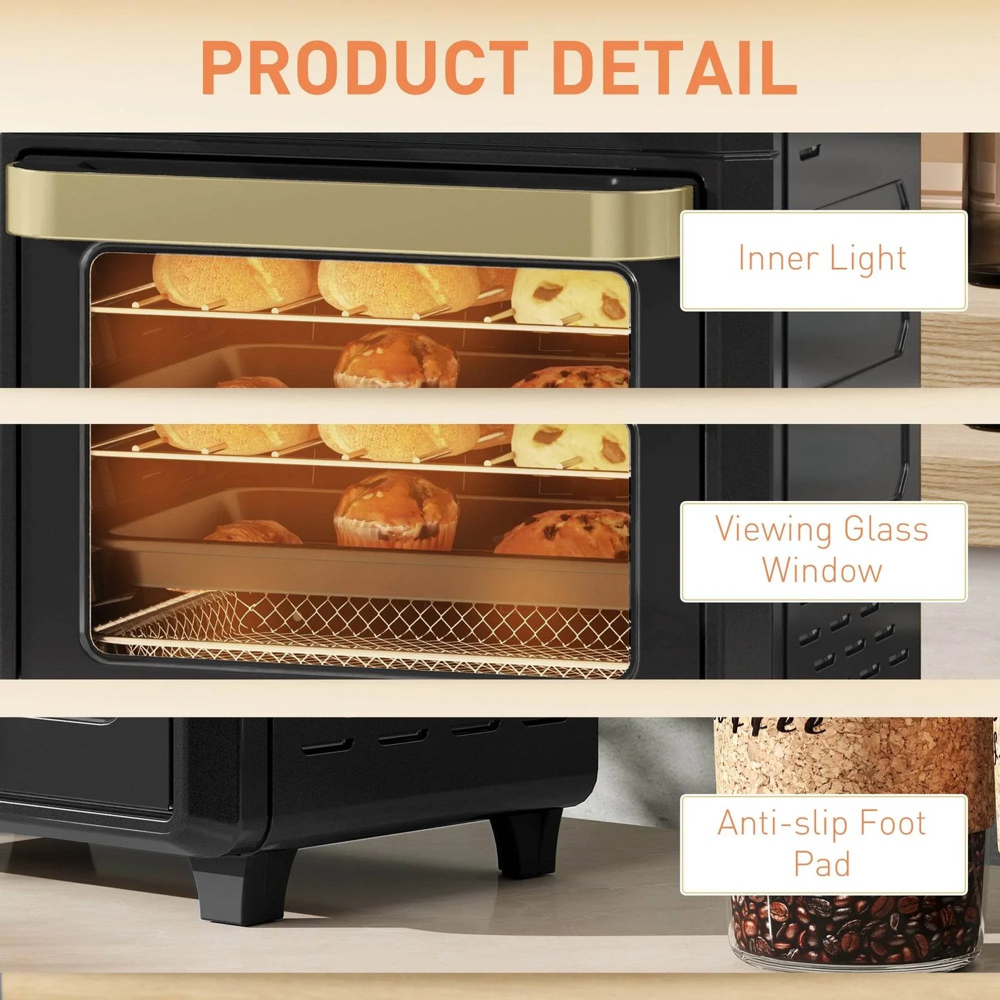 HOMCOM Compact 10L Air Fryer Oven - Versatile Mini Oven for Oil-Free Cooking, Grilling, Baking with Touch Screen Control, 1000W, Black - ALL4U RETAILER LTD