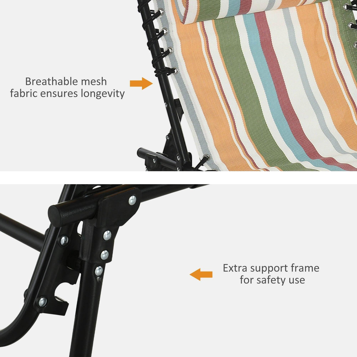 Breathable striped mesh fabric chaise lounge with black metal frame, extra support
