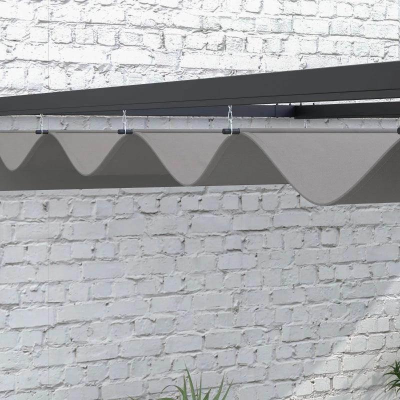 Outsunny 3x4m Metal Lean To Pergola with Retractable Roof - Ideal for Grilling, Garden, Patio, and Deck Spaces - ALL4U RETAILER LTD