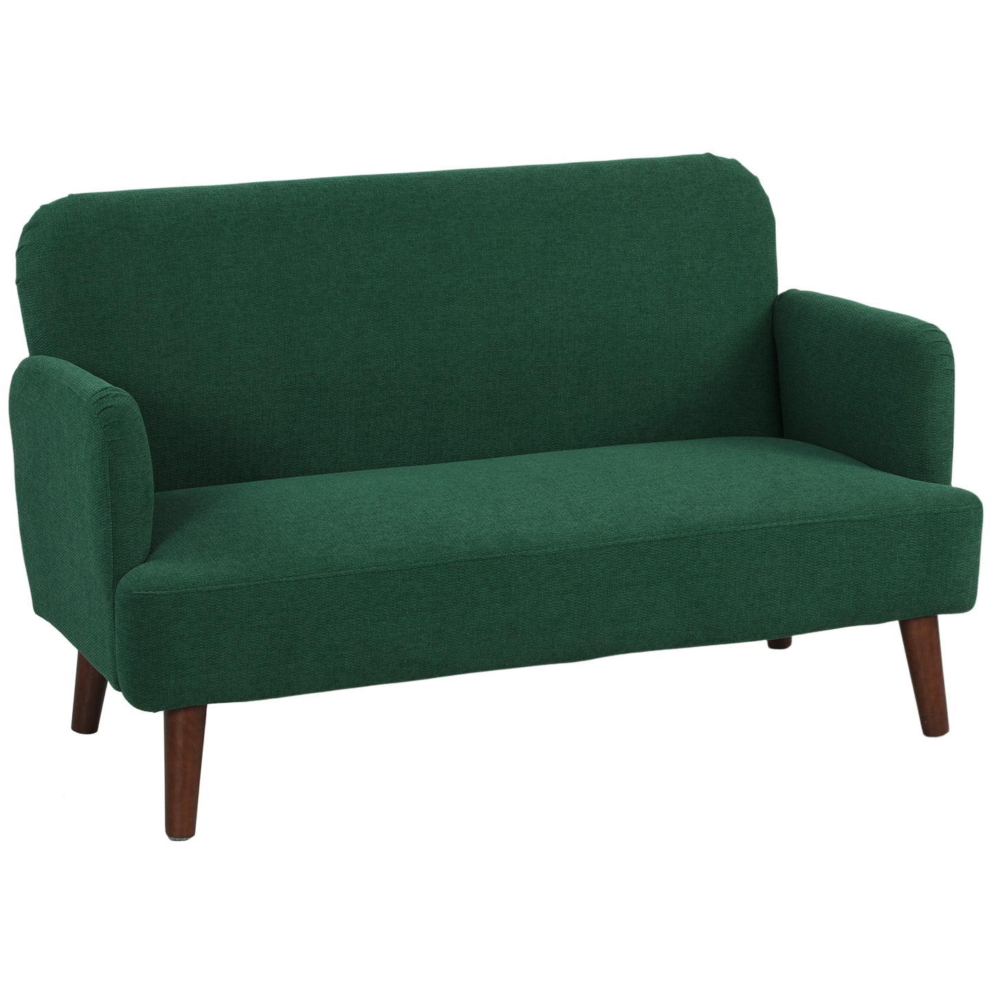 HOMCOM Velvet Feel Fabric 2 Seater Sofa Dark Green With 21cm Thick Padding And Wood Legs