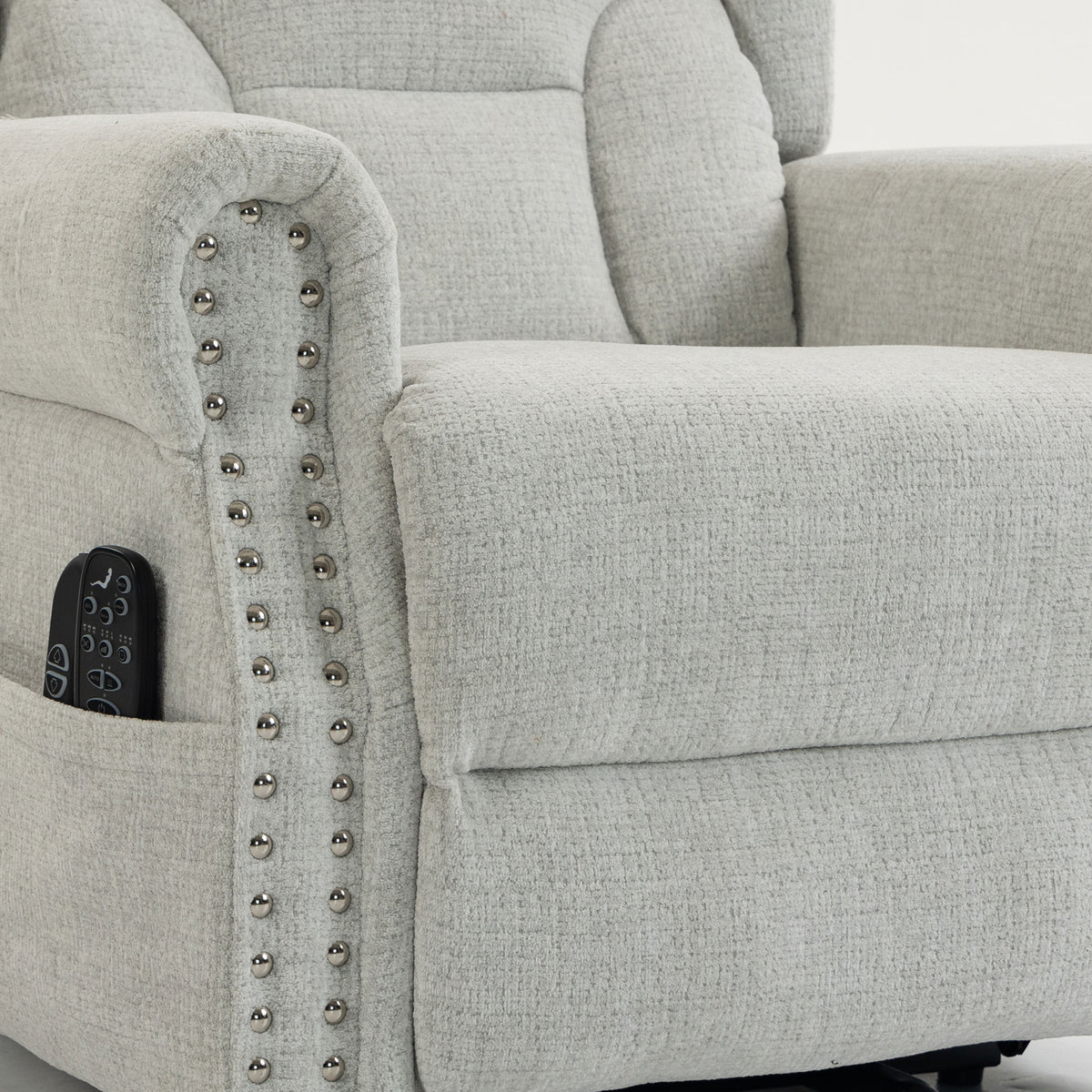 HOMCOM Chenille Power Lift Recliner Chair With Massage And Heat Light Grey