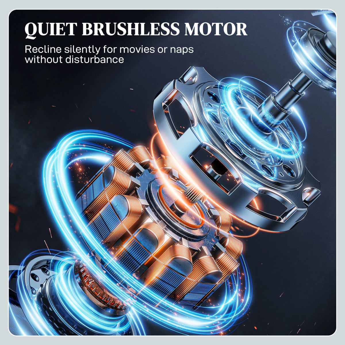 Quiet brushless motor illustration for the recliner massage system