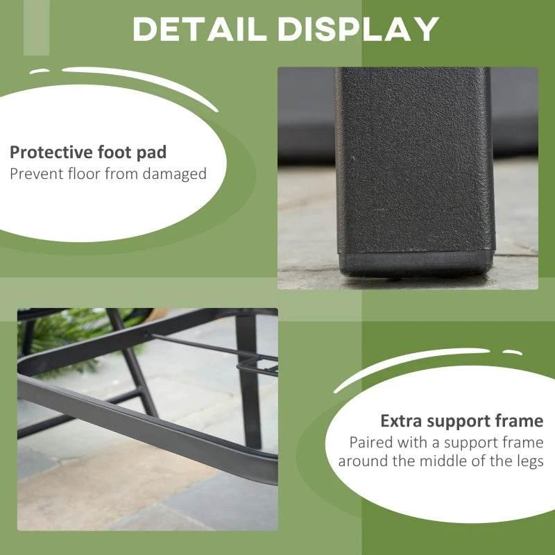 Black table frame with protective foot pads and extra leg support