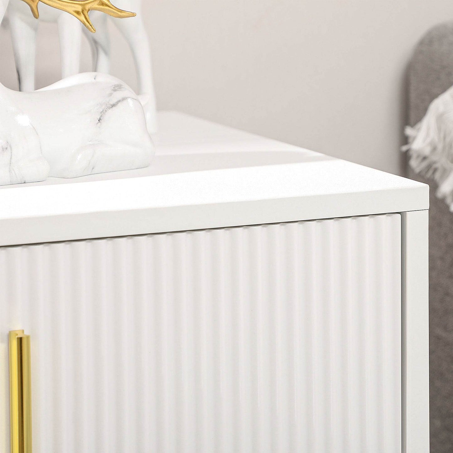 HOMCOM Chic Three-Drawer Storage Unit - White with Gold Accents - ALL4U RETAILER LTD