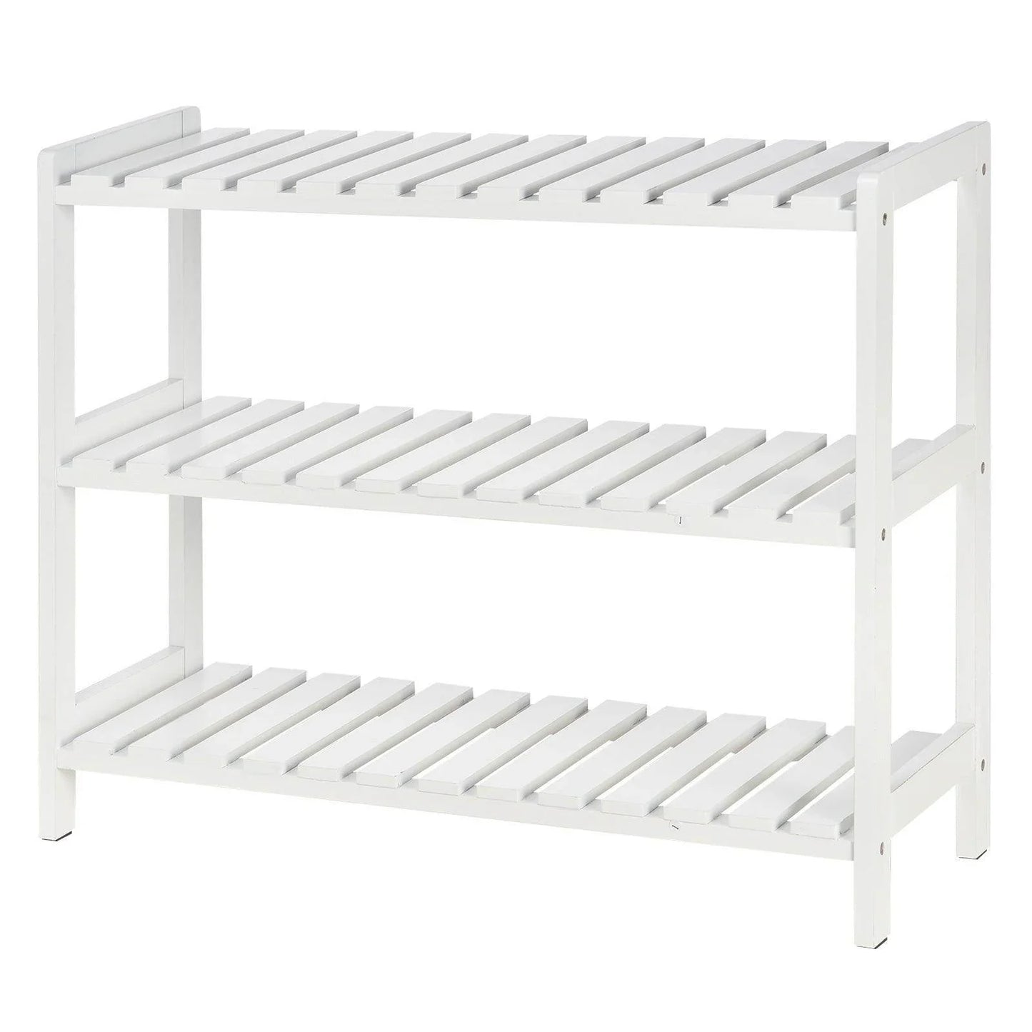 HOMCOM 3-Tier Shoe Rack - Spacious Wood Frame Storage - ALL4U RETAILER LTD